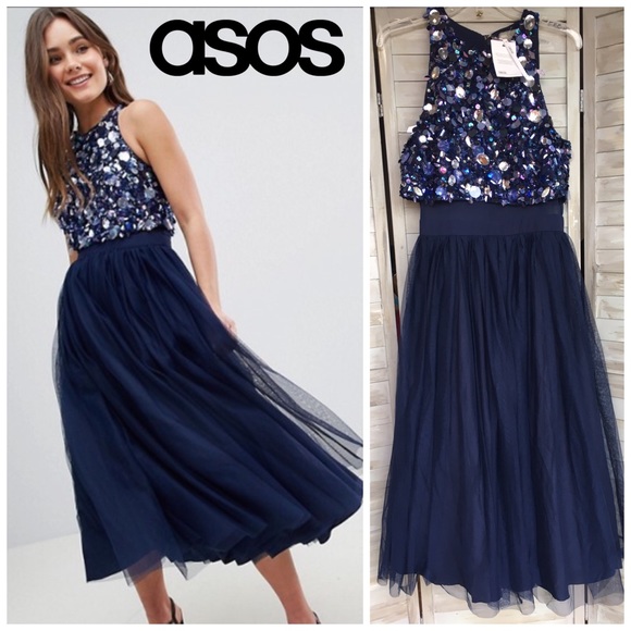 asos cluster embellished midi dress